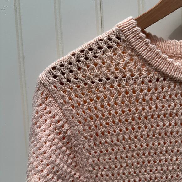 Lauren Manoogian Crocheted Cotton-Blend Midi Dress Petal Peach Pink Size 1 Small - Picture 7 of 16